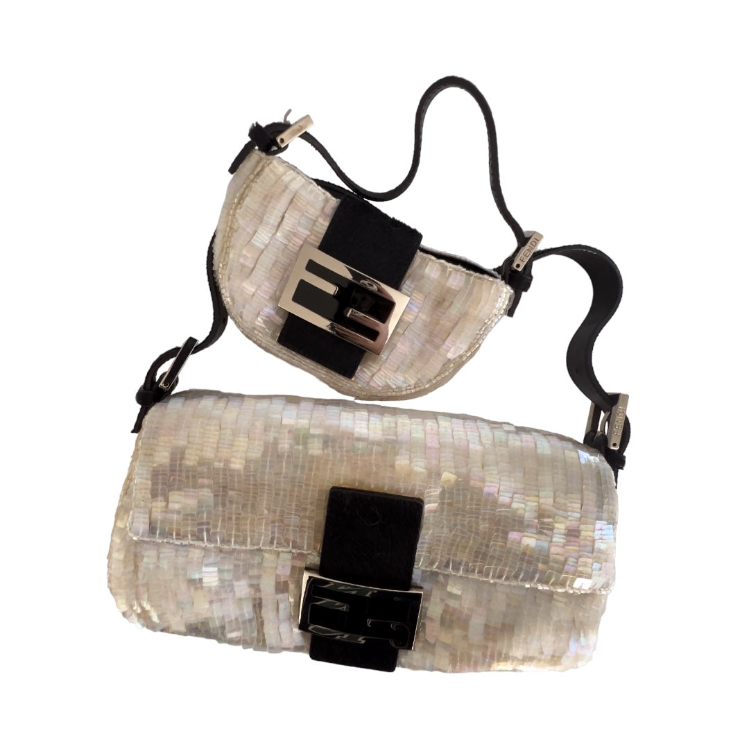 Fendi Fendi pearl sequin baguette & croissant set