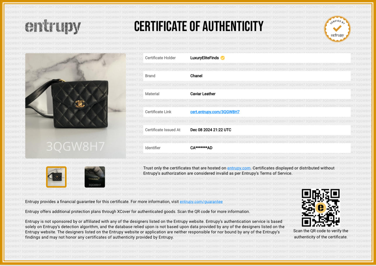 Pre-Owned Chanel Vintage 24K gold black caviar cross body mini square flap bag