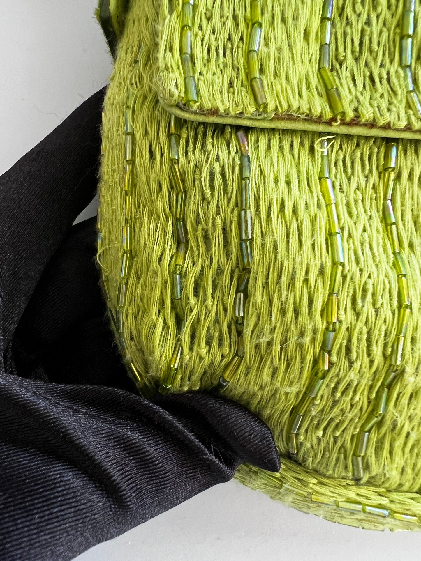 Vintage Fendi green beaded baguette