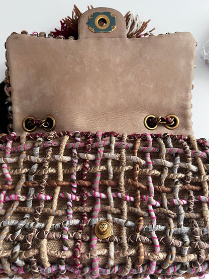 Chanel Limited Edition 2015 Dubai Resort Runway Woven Pom Pom Classic Flap Bag