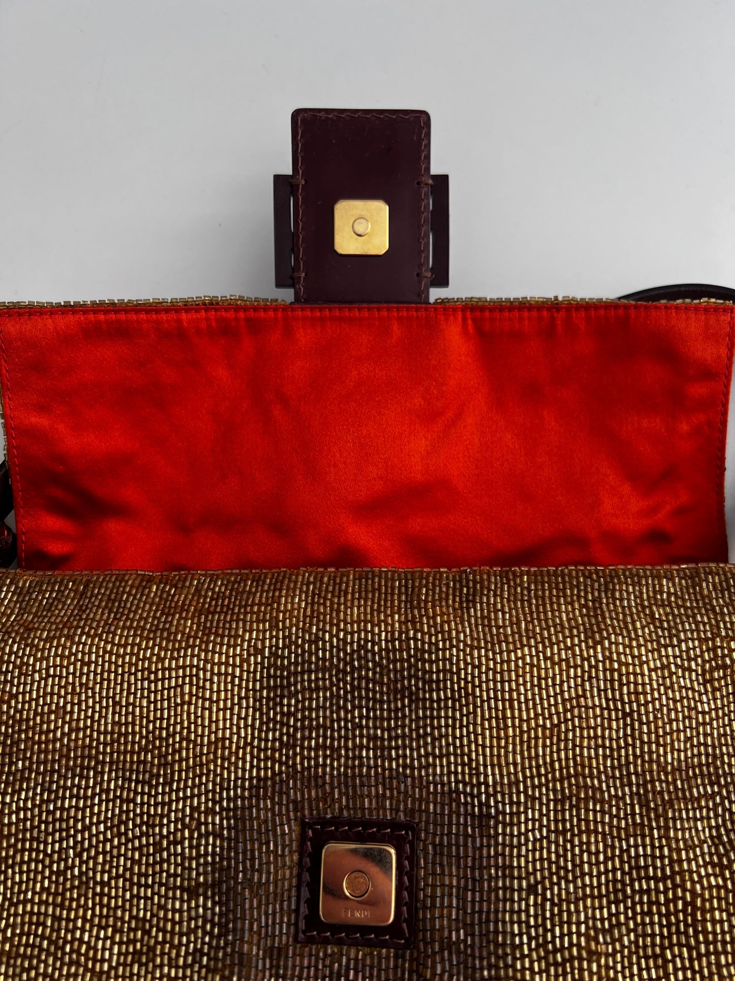 Fendi gold beaded baguette