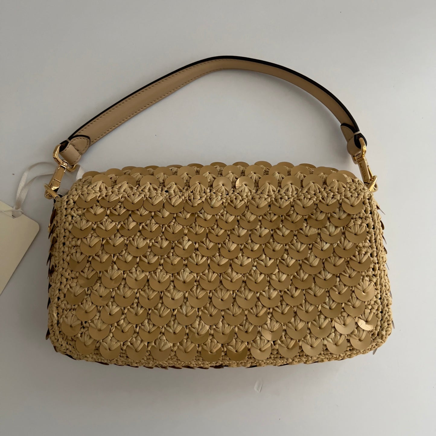 Fendi Raffia & Sequin Baguette
