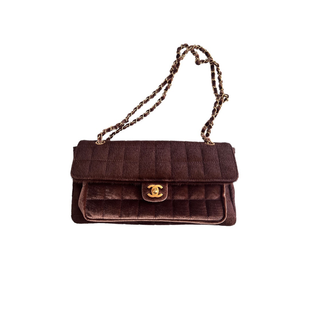 Chanel Chanel pony hair & velvet chocolate bar flap bag