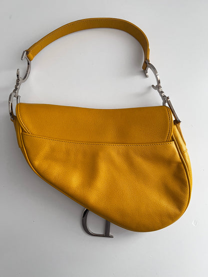 Dior mustard leather saddle bag