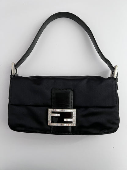 Vintage Fendi Black Satin baguette