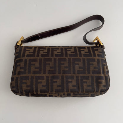 Vintage Fendi Gold-tone Hardware Zucca Baguette