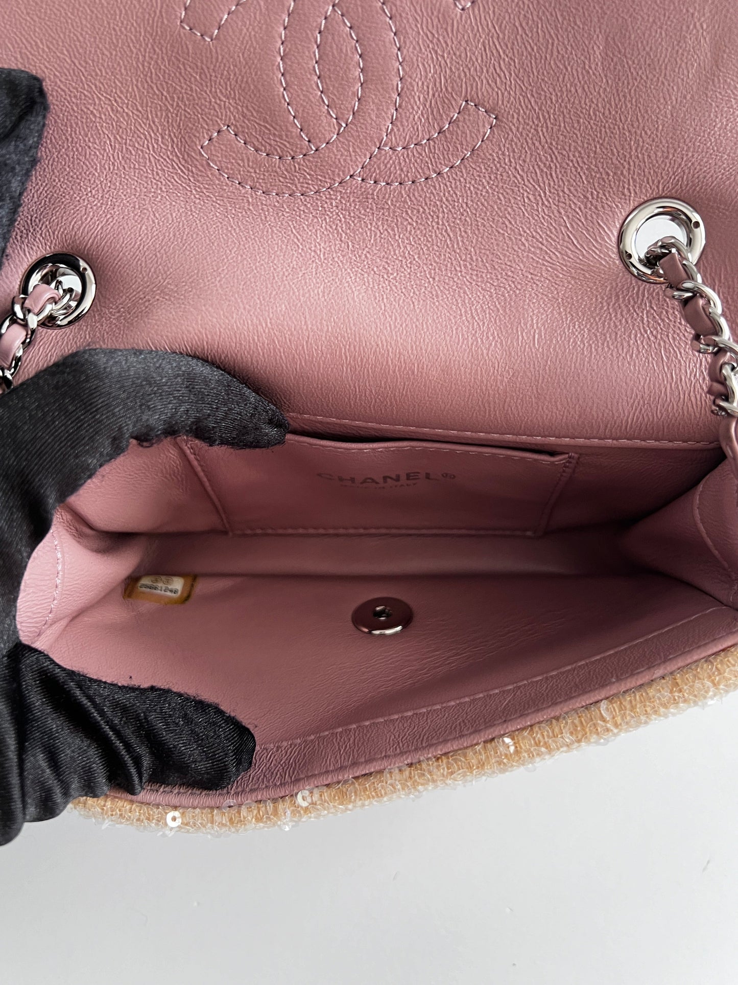 Chanel waterfall sequin mini rectangular flap bag