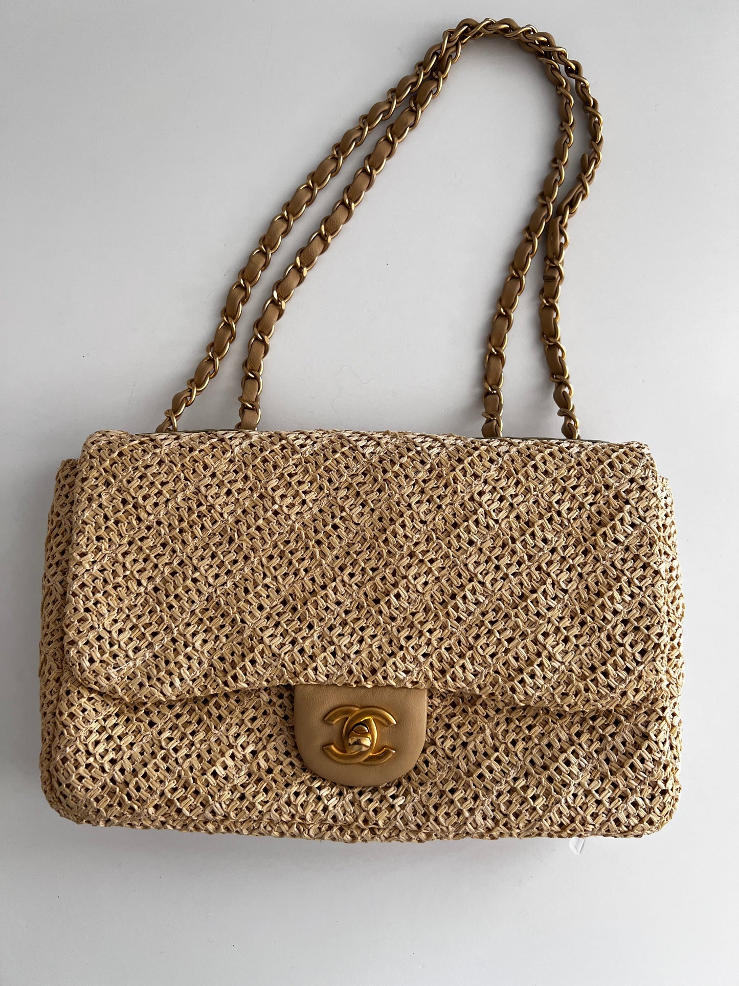 Chanel Paris-Athens Crochet Raffia Medium Single Flap Bag