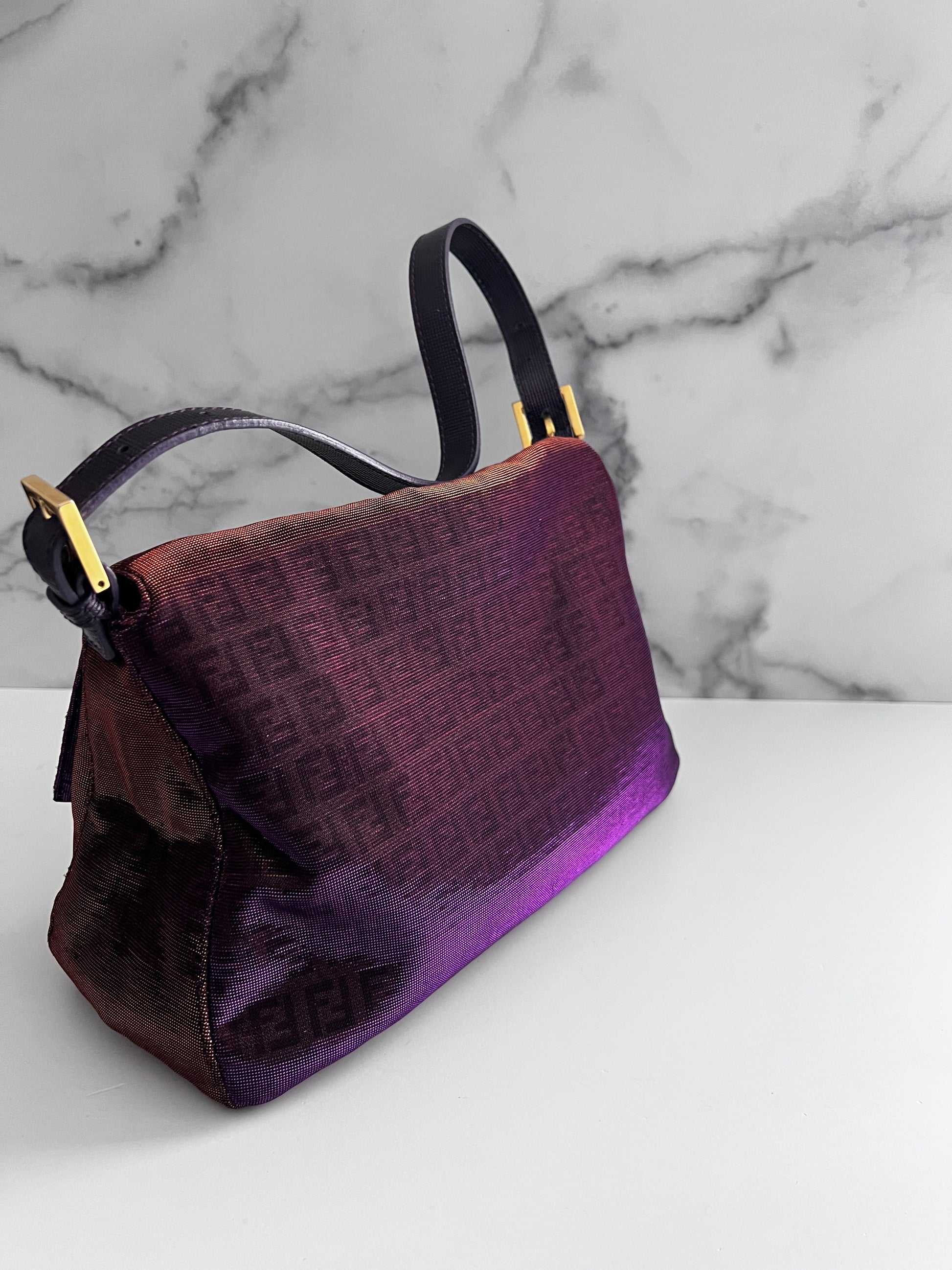 Fendi baguette purple mamma zucchino shoulder bag
