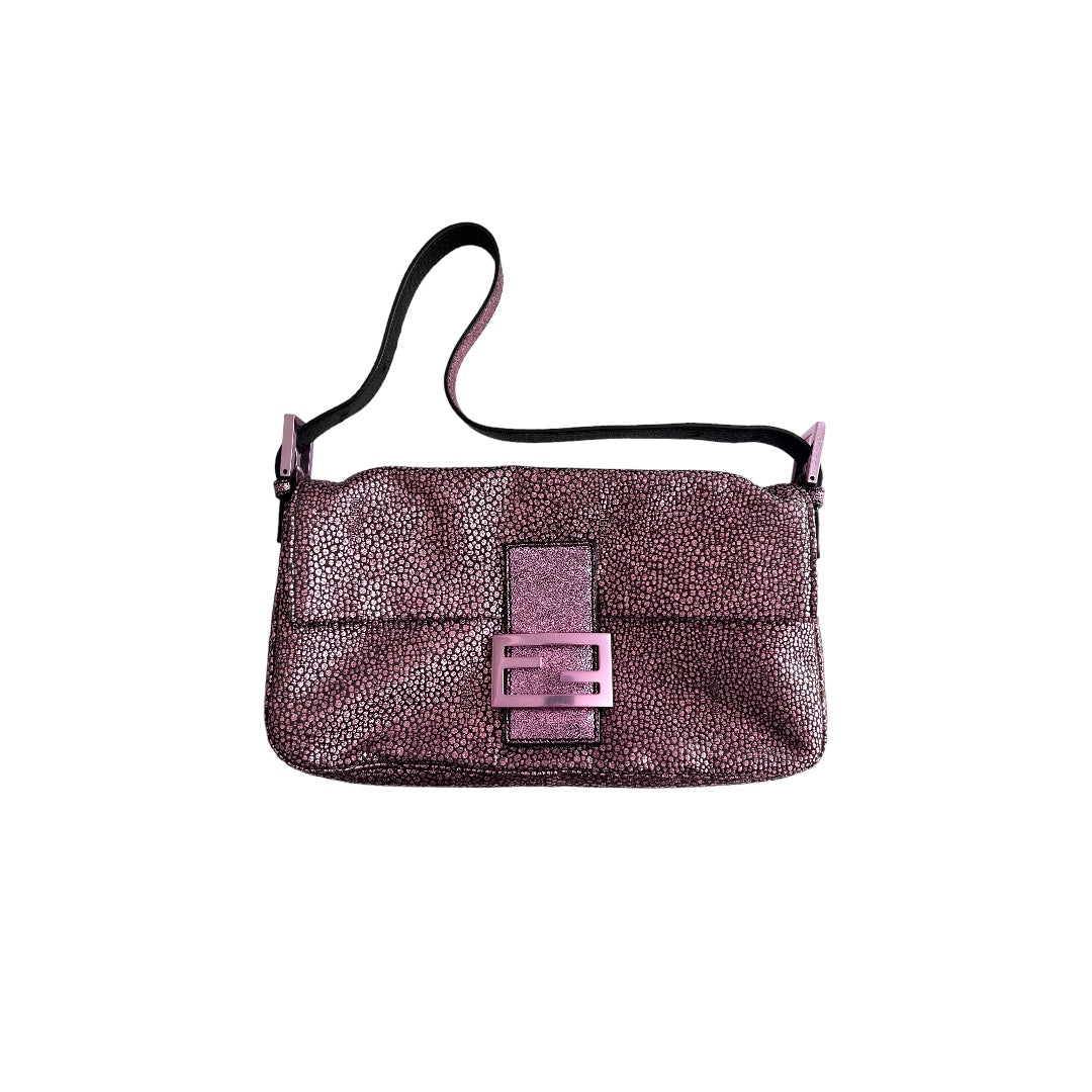 Fendi Fendi purple metallic spots baguette