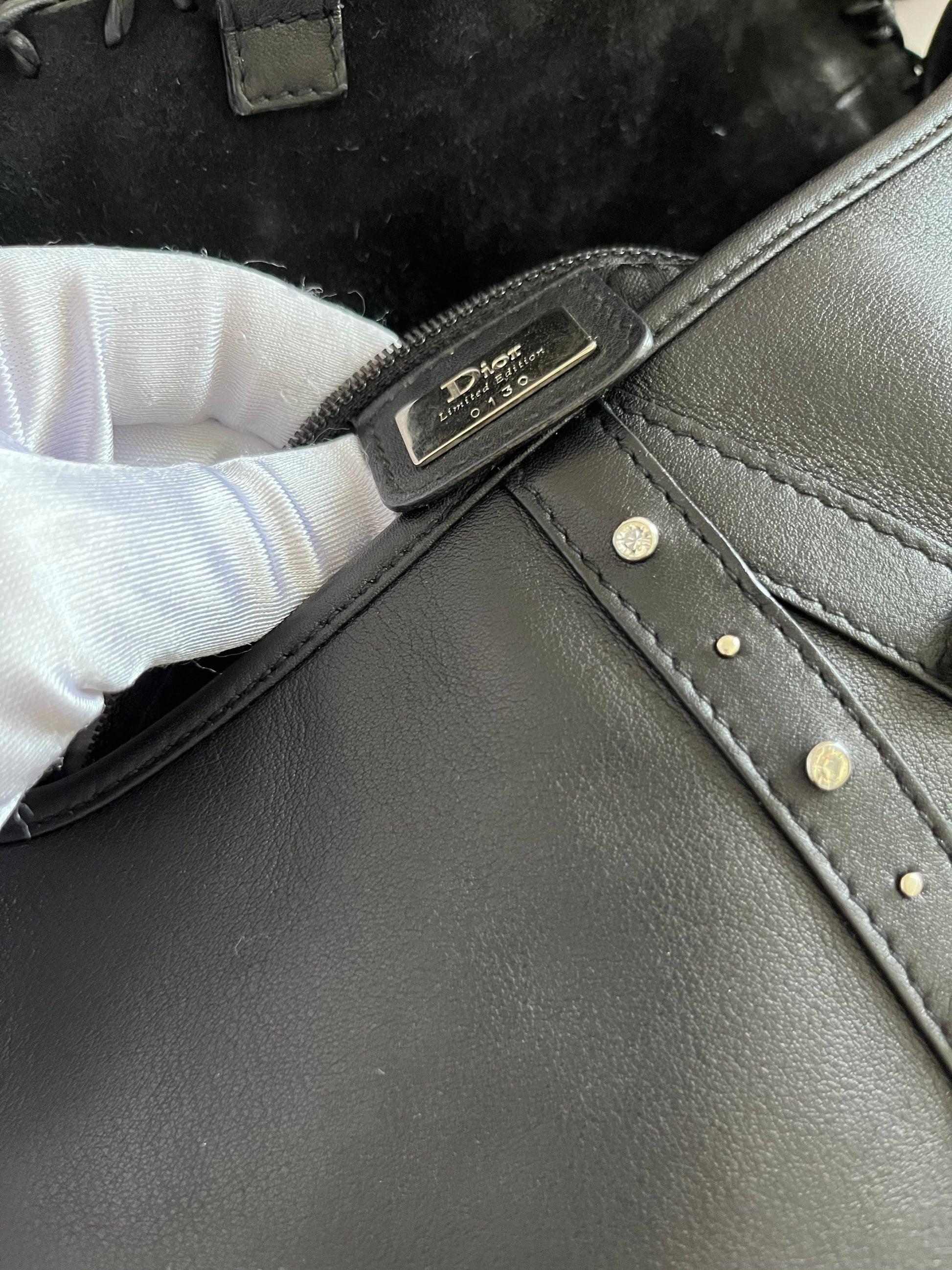 Dior Saddle Vintage love&peace limited edition black leather shoulder bag