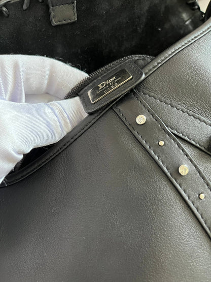 Dior Saddle Vintage love&peace limited edition black leather shoulder bag