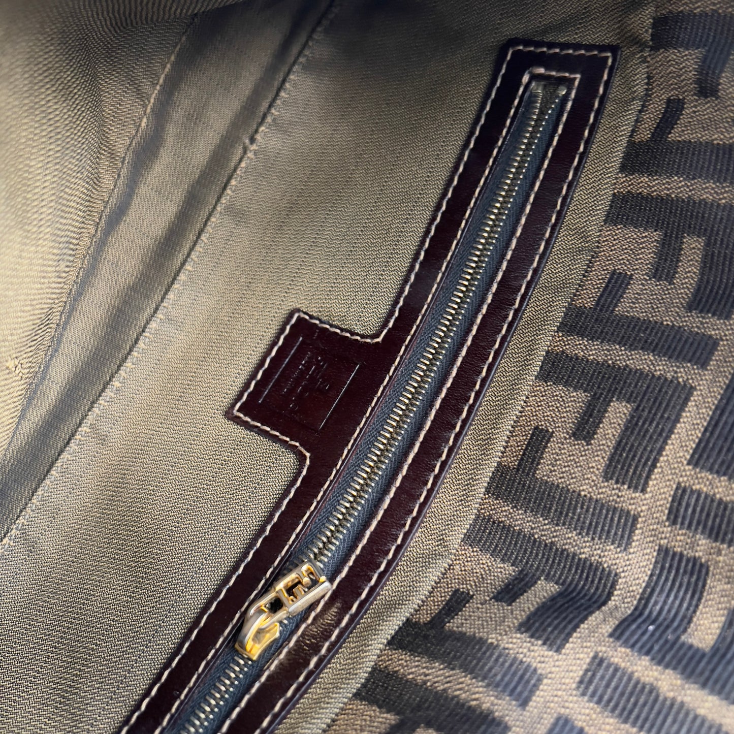 Vintage Fendi Gold-tone Hardware Zucca Baguette