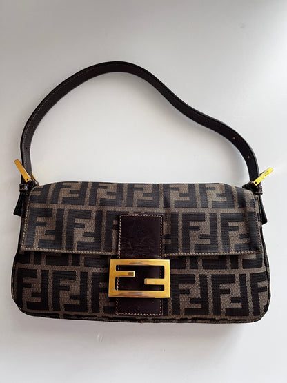 Vintage Fendi gold hardware zucca baguette