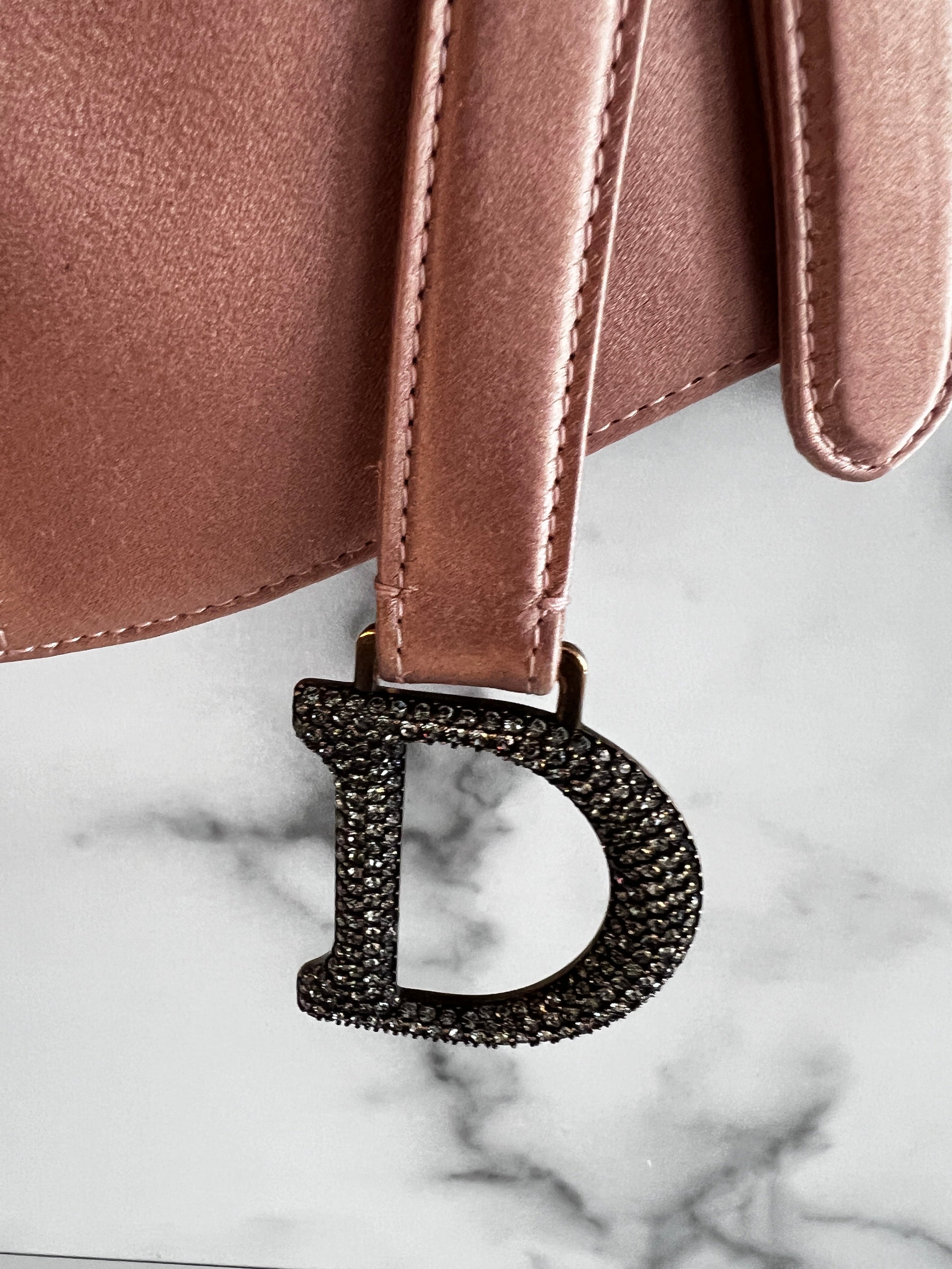 Dior small rose pink satin Saddle Bag