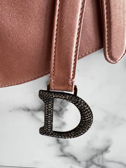 Dior small rose pink satin Saddle Bag