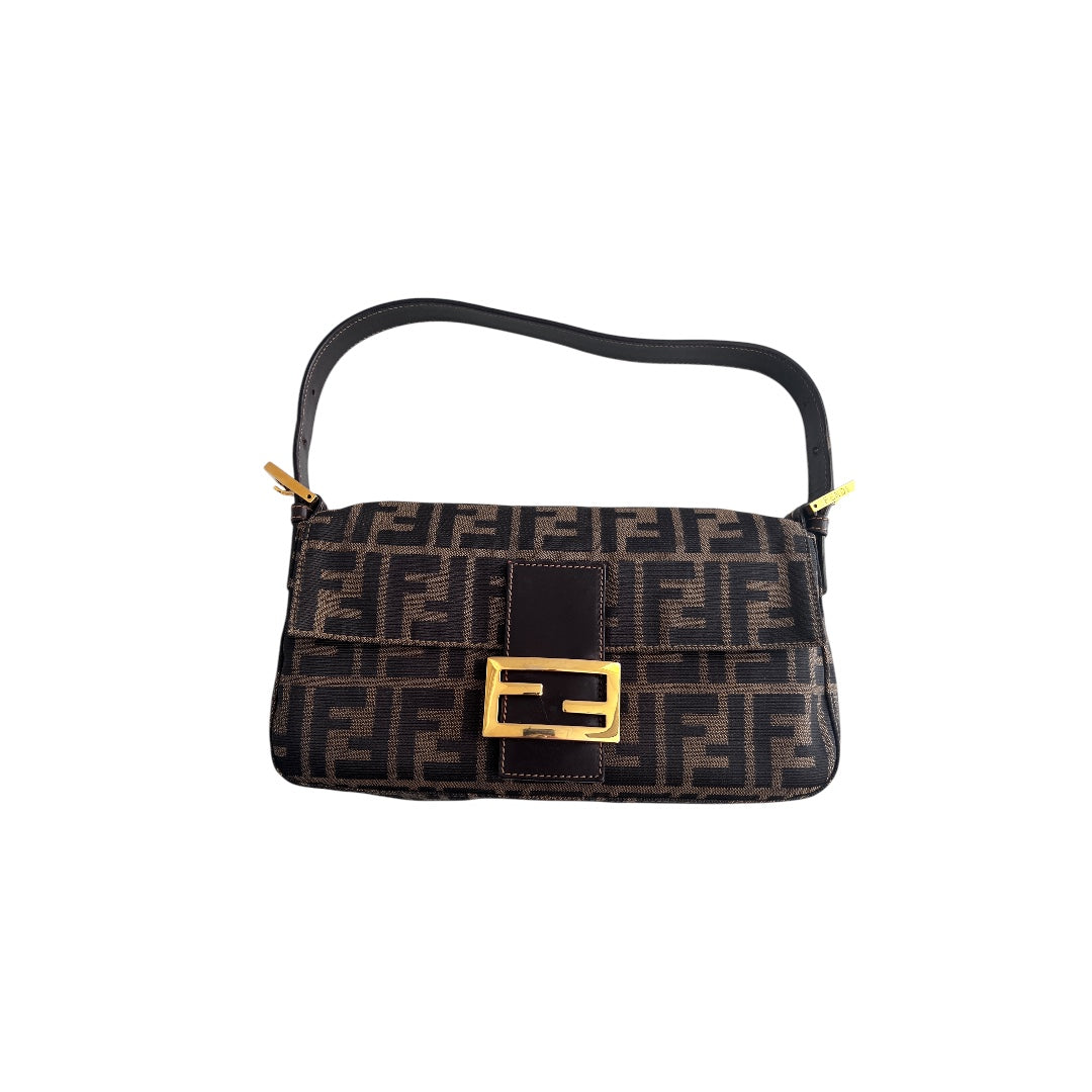 Fendi Vintage Fendi gold hardware zucca baguette