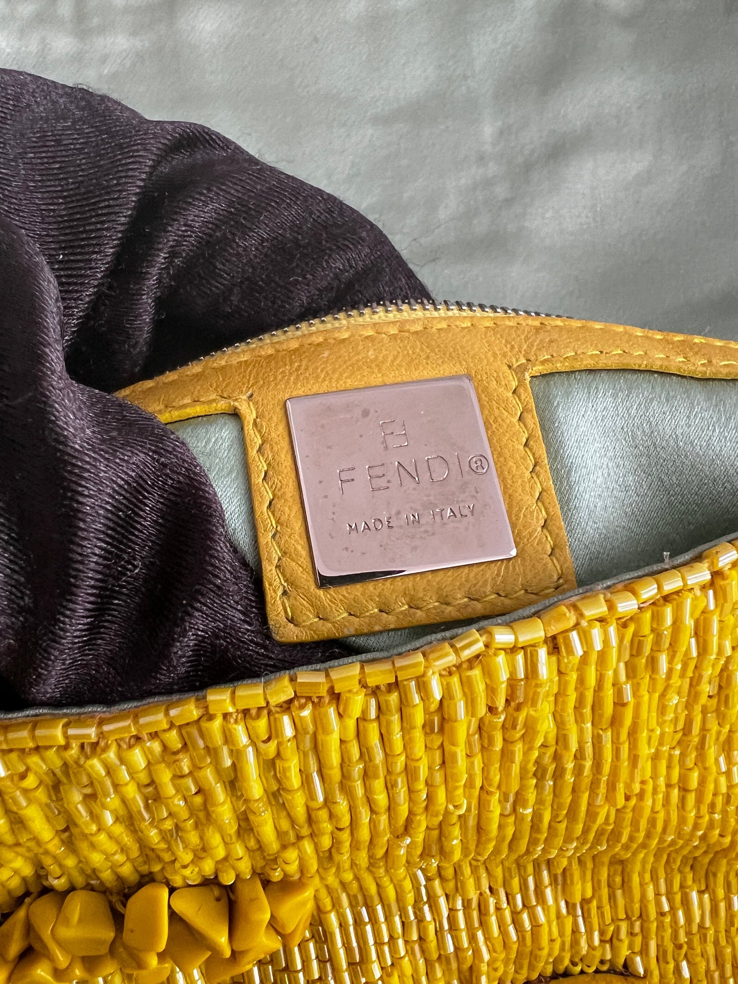 Vintage fendi yellow beaded baguette