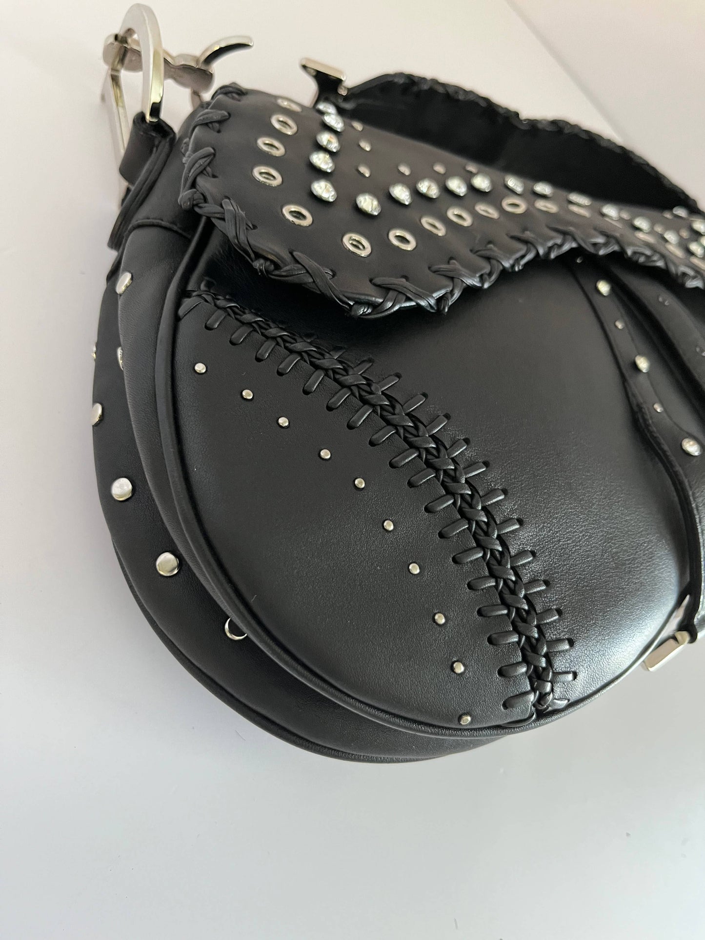 Dior Saddle Vintage love&peace limited edition black leather shoulder bag