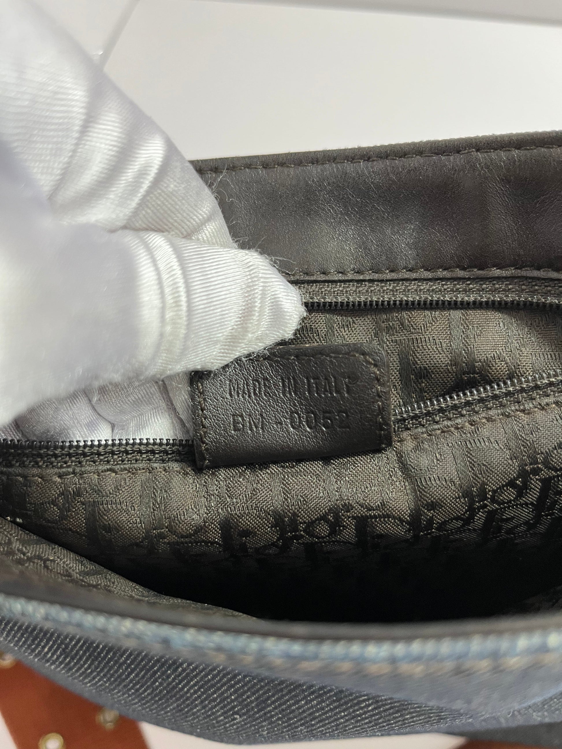 Dior blue denim leather shoulder bag