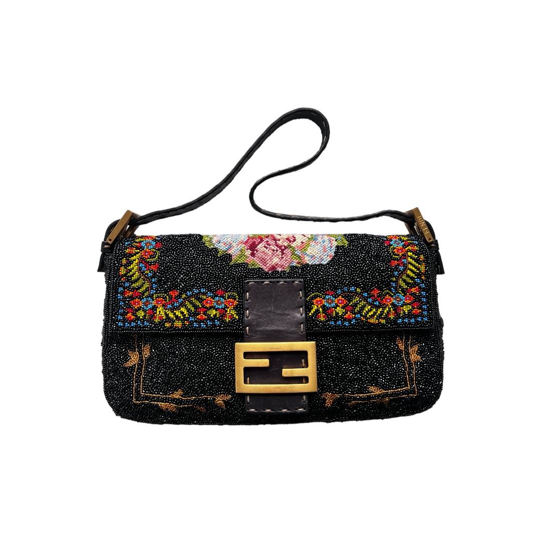 Fendi Fendi Baguette Cross stitch beaded shoulder bag