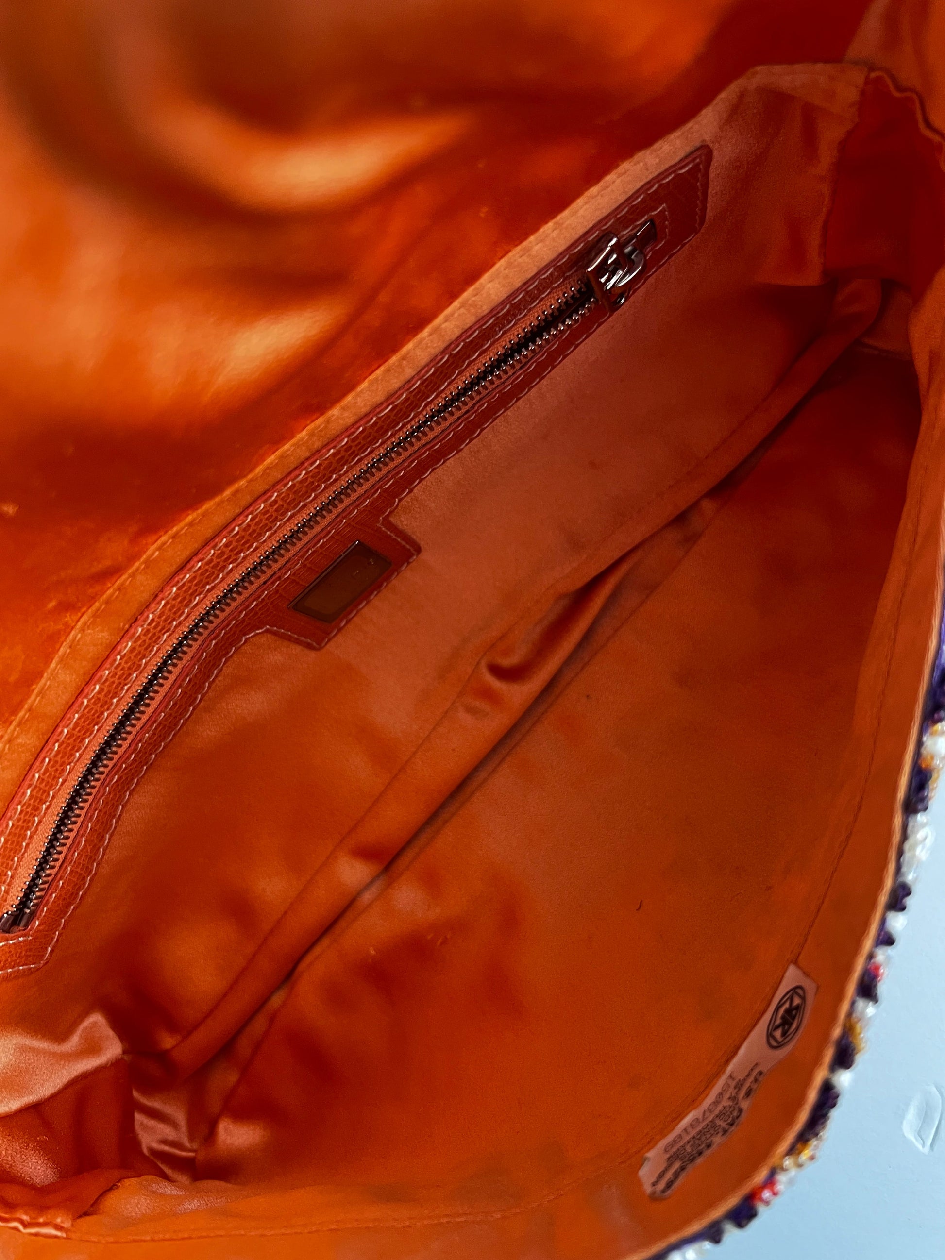 Fendi orange beaded embroidered baguette