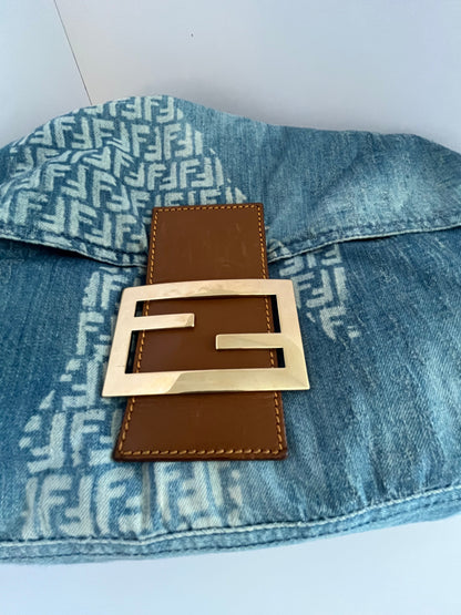 Fendi baguette denim big size shoulder bag