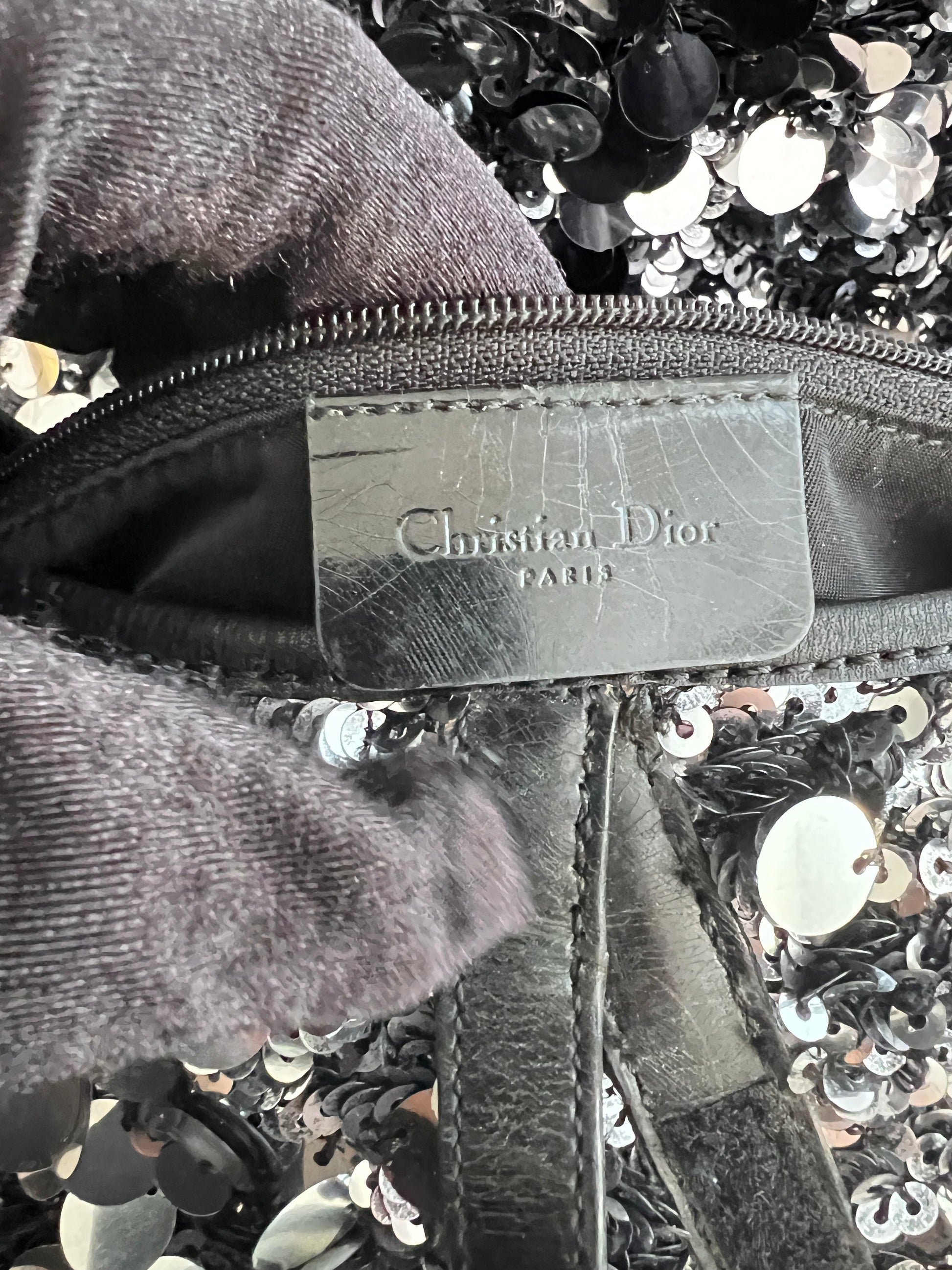 Dior silver sequin saddle bag