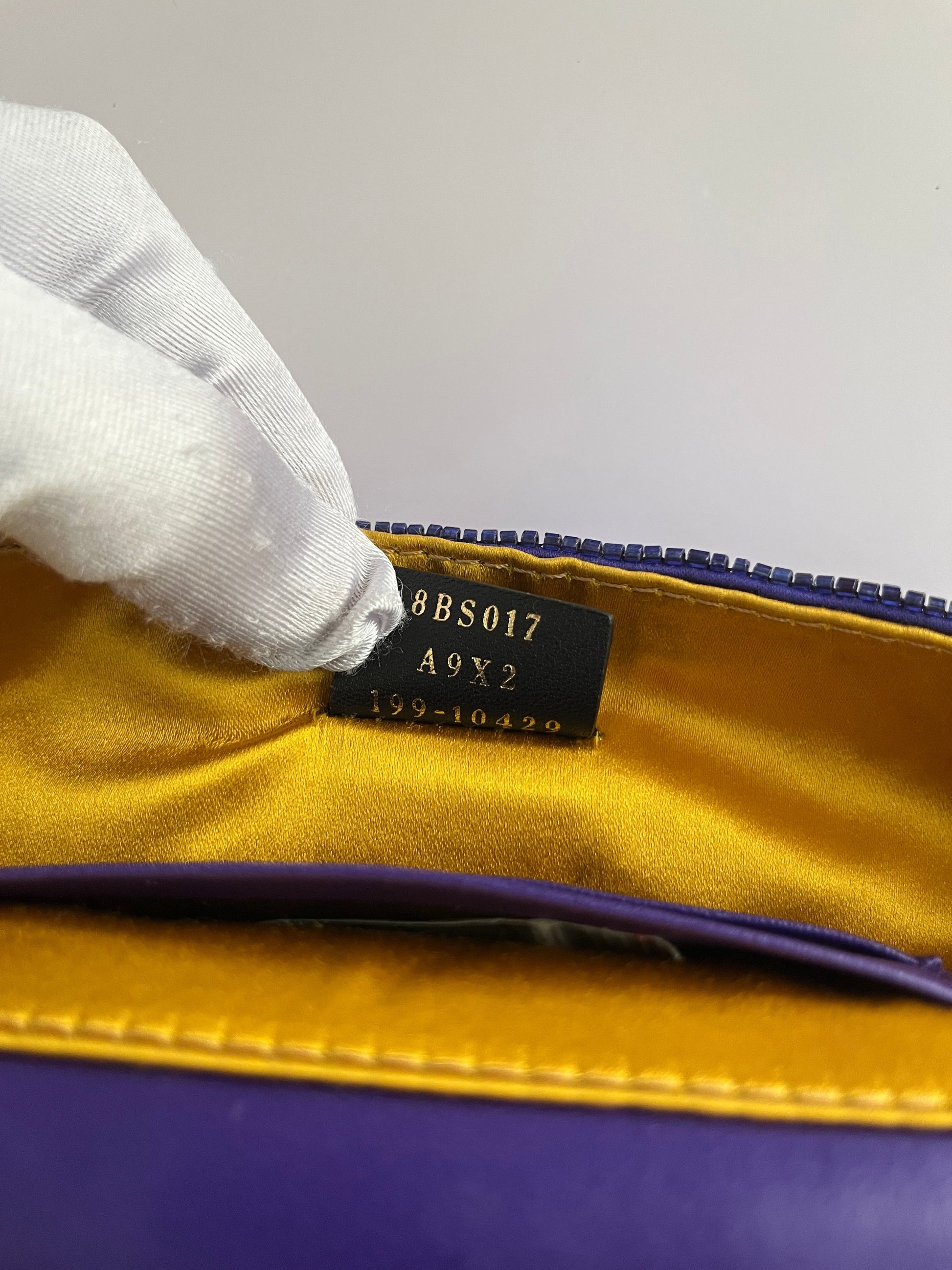 Fendi baguette mini purple sequin gold hardware shoulder bag