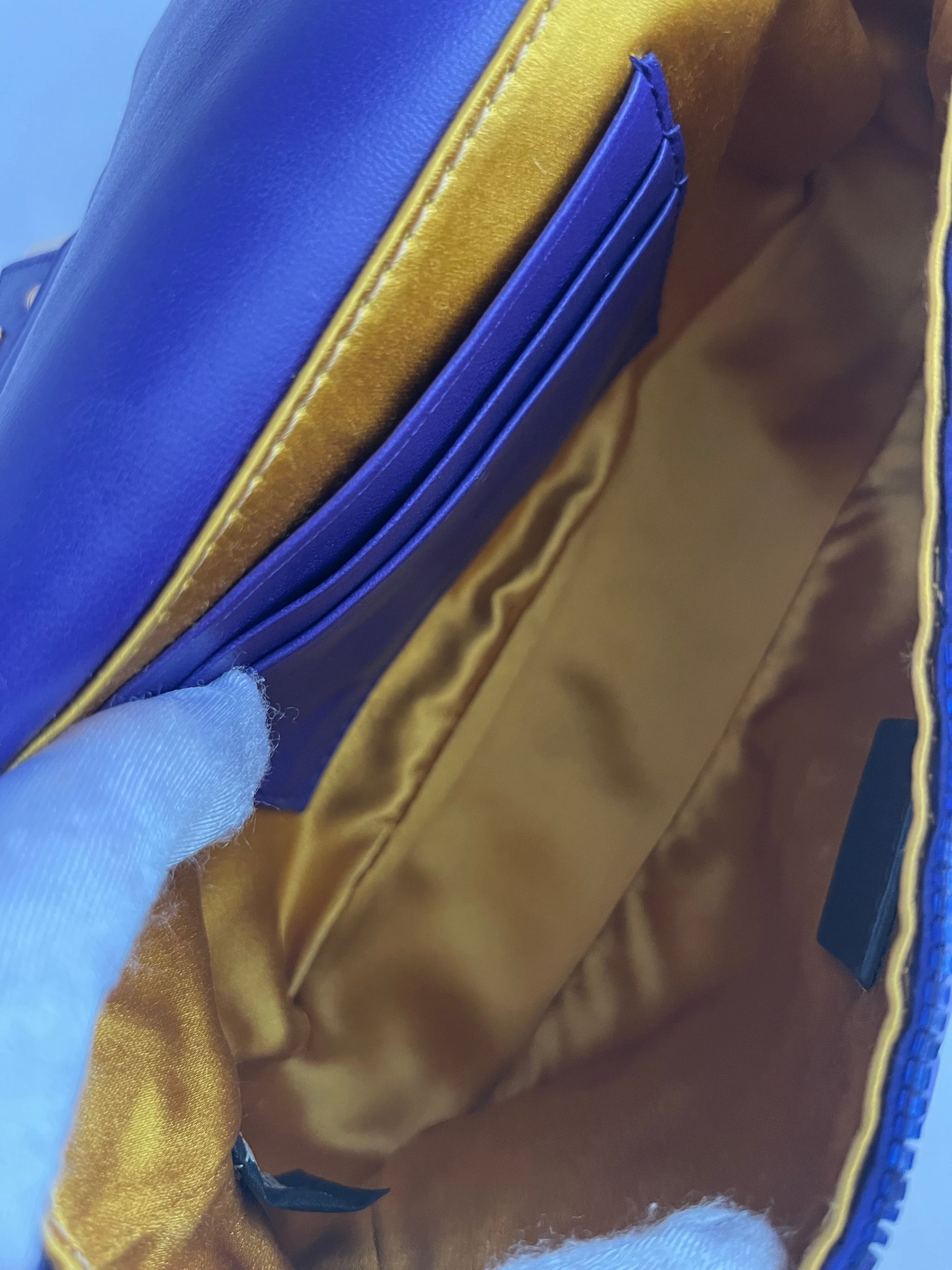 Fendi baguette mini purple sequin gold hardware shoulder bag