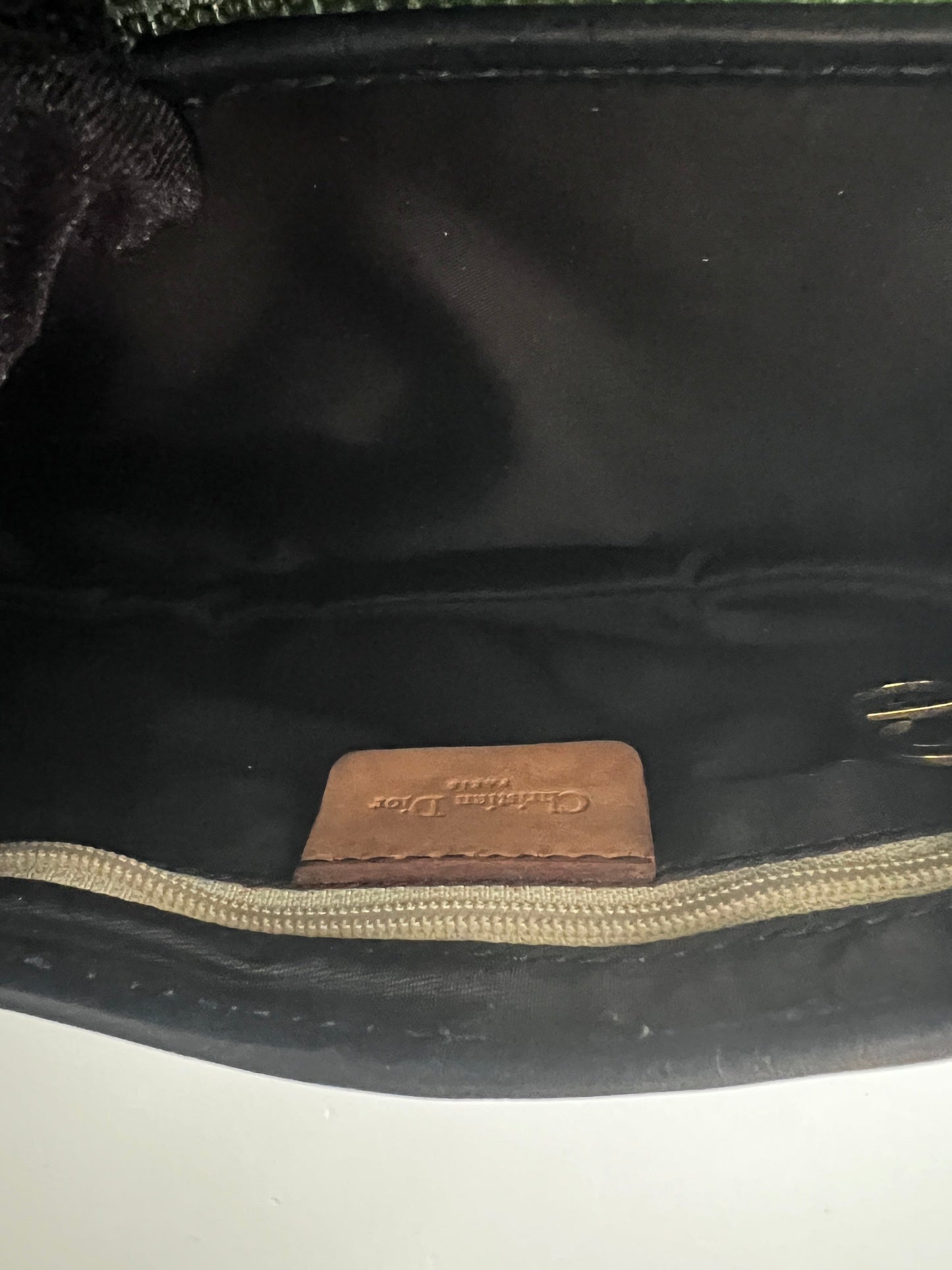 Dior green sequin saddle bag