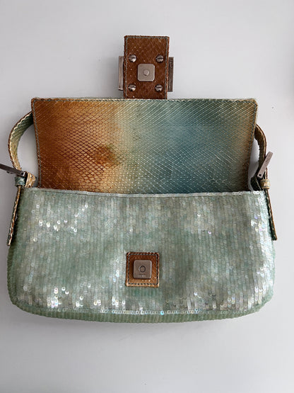 Vintage Fendi Mint Sequin Baguette