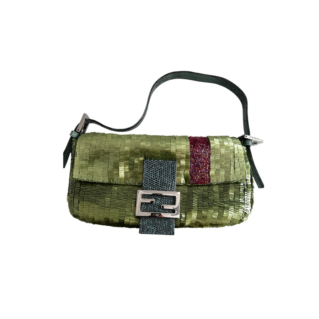 Fendi Vintage Fendi green sequin baguette