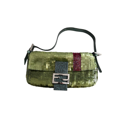 Vintage Fendi green sequin baguette