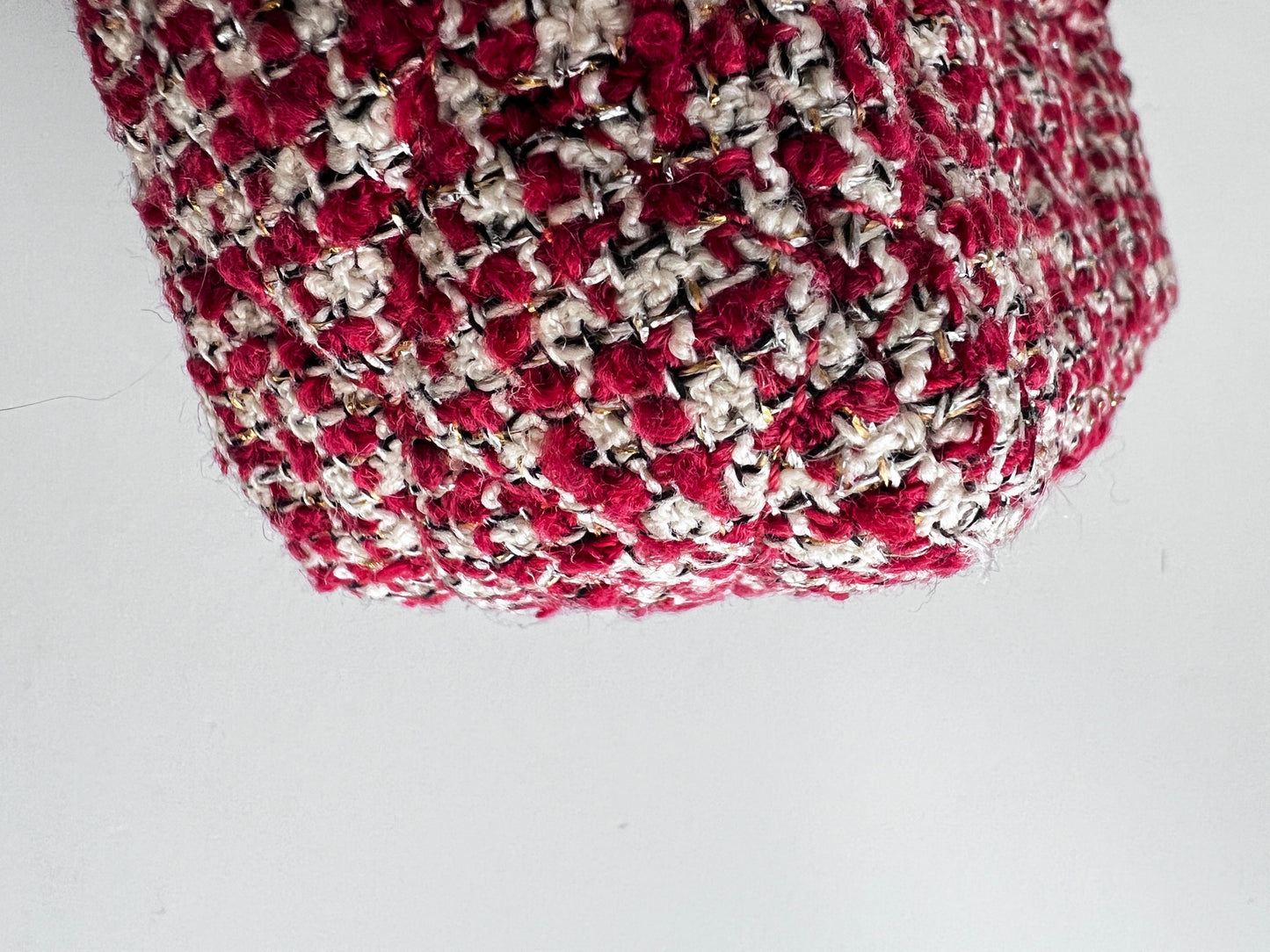 Chanel red velvet chain double flap tweed bag