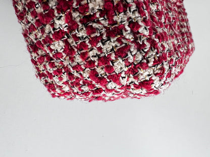 Chanel red velvet chain double flap tweed bag