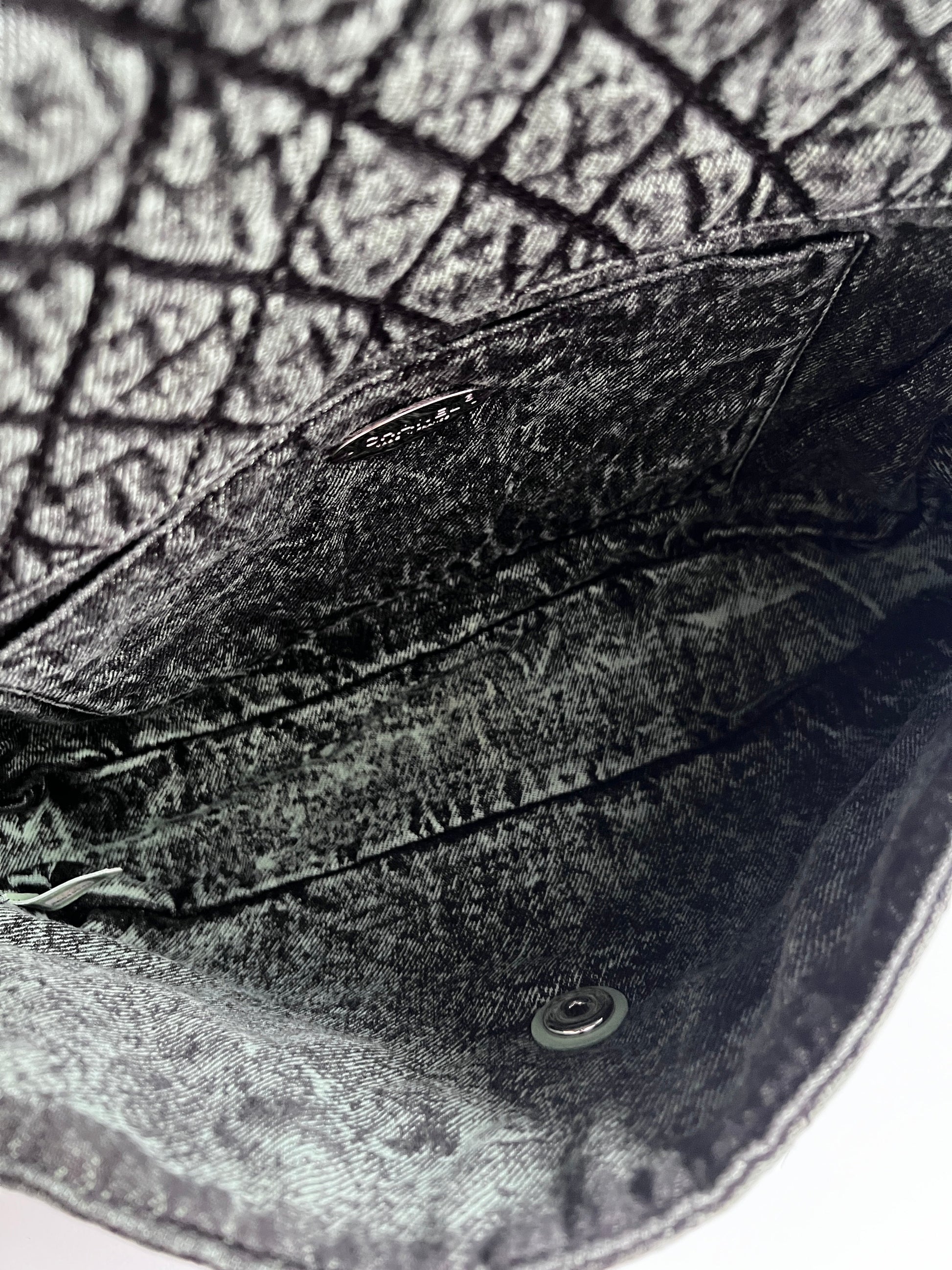 NWOT! Chanel Denimprassion Flap Bag Quilted distressed denim XL green