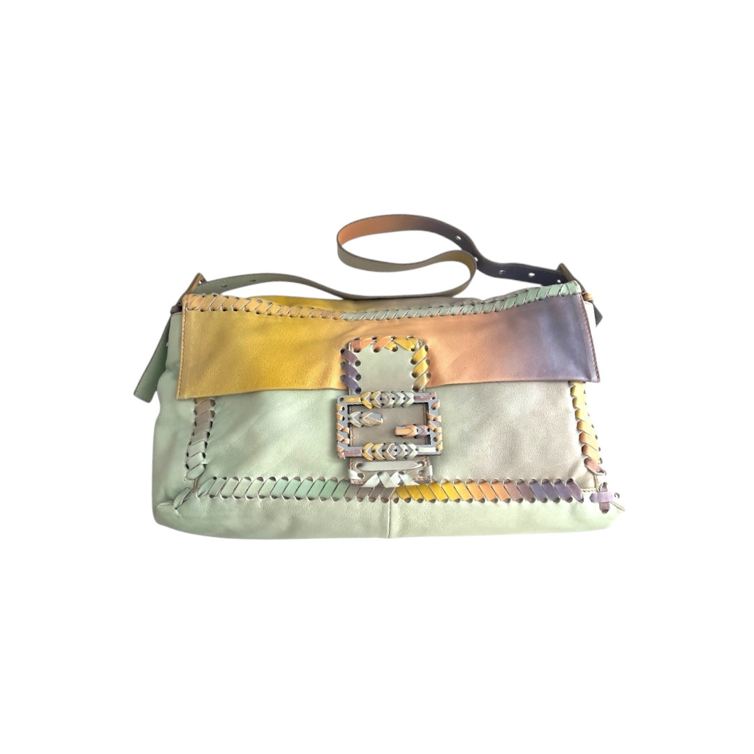 Vintage Fendi XXL Pastel Rainbow Whipstitch Baguette-A