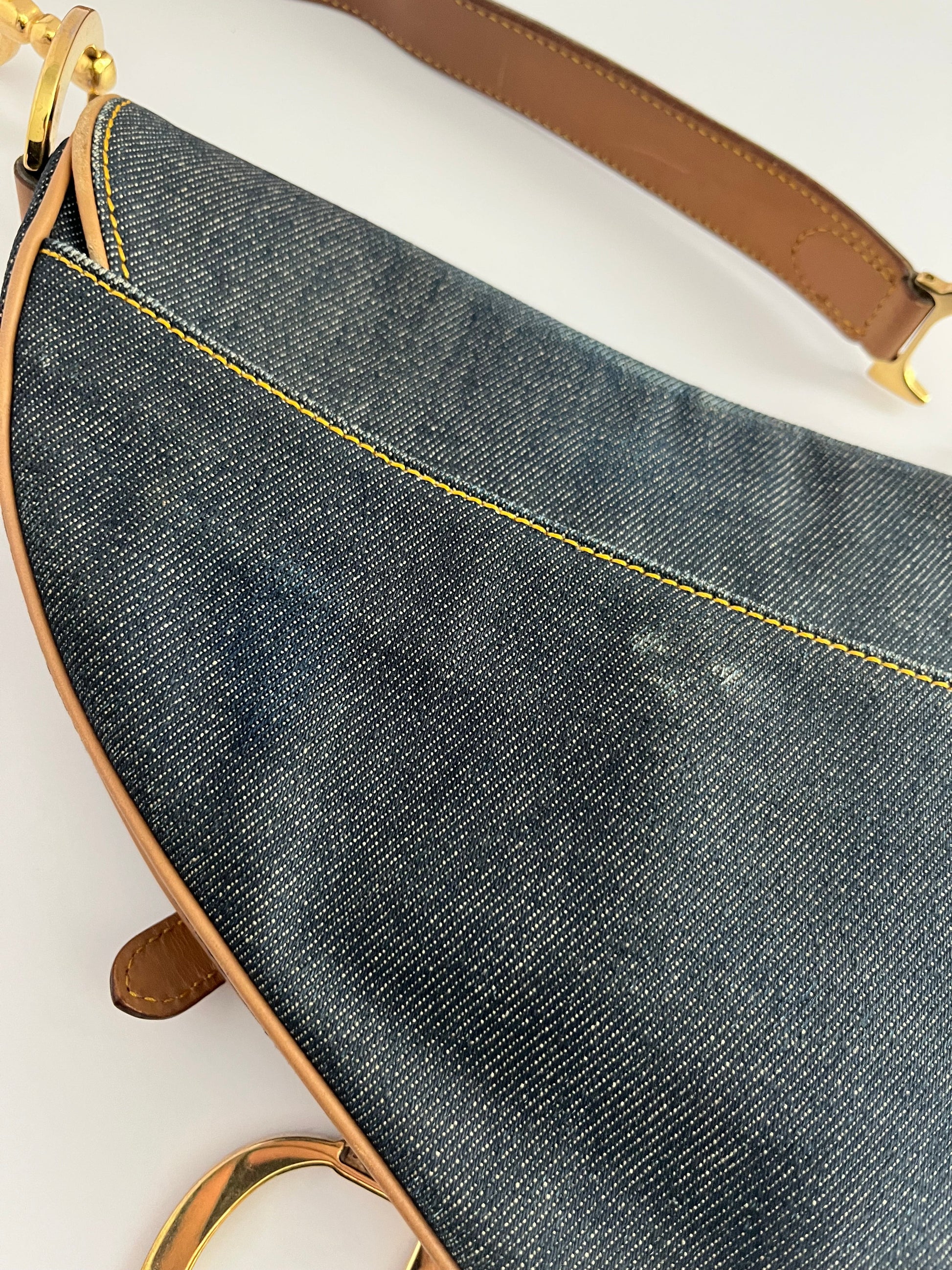 Dior saddle Jean leather gold hardware shoulder bag