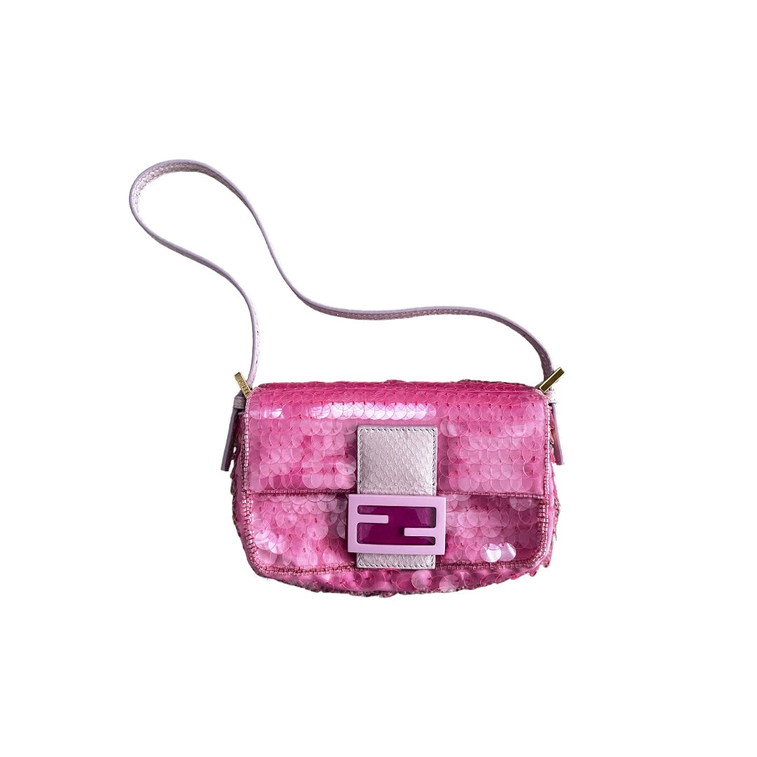 Fendi Fendi pink mini sequin baguette