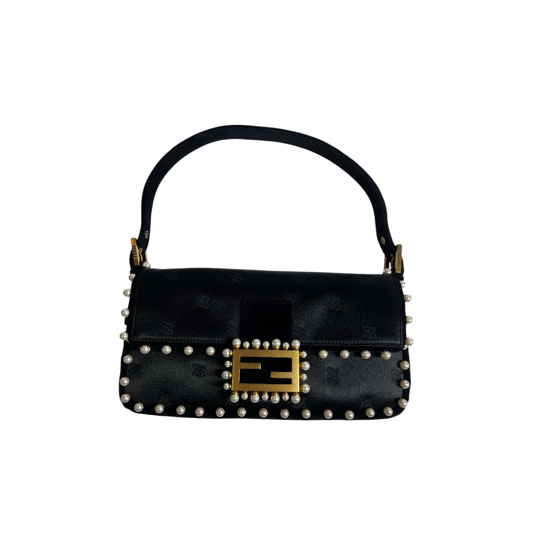Fendi Fendi 15th anniversary satin pearl velvet baguette