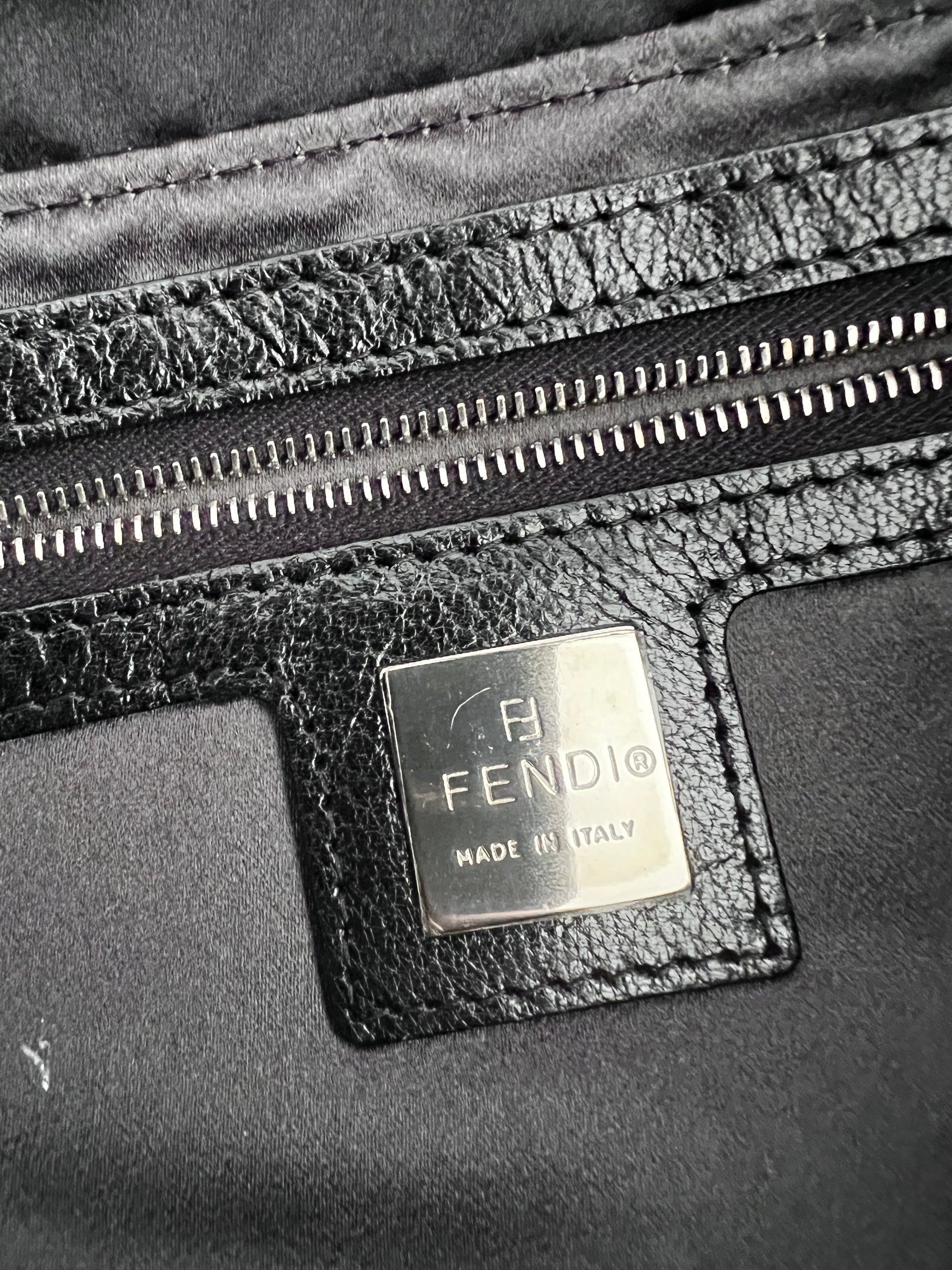 Vintage Fendi Black Satin baguette
