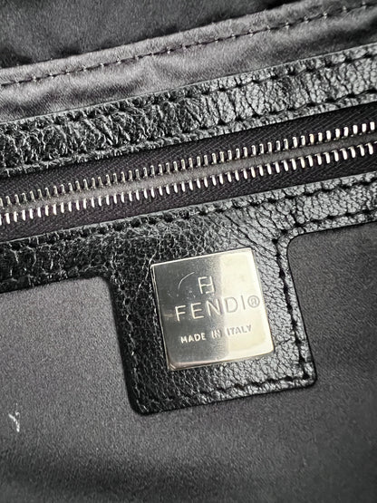 Vintage Fendi Black Satin baguette