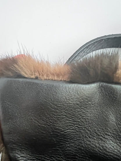 Fendi baguette mink black brown stripes shoulder bag