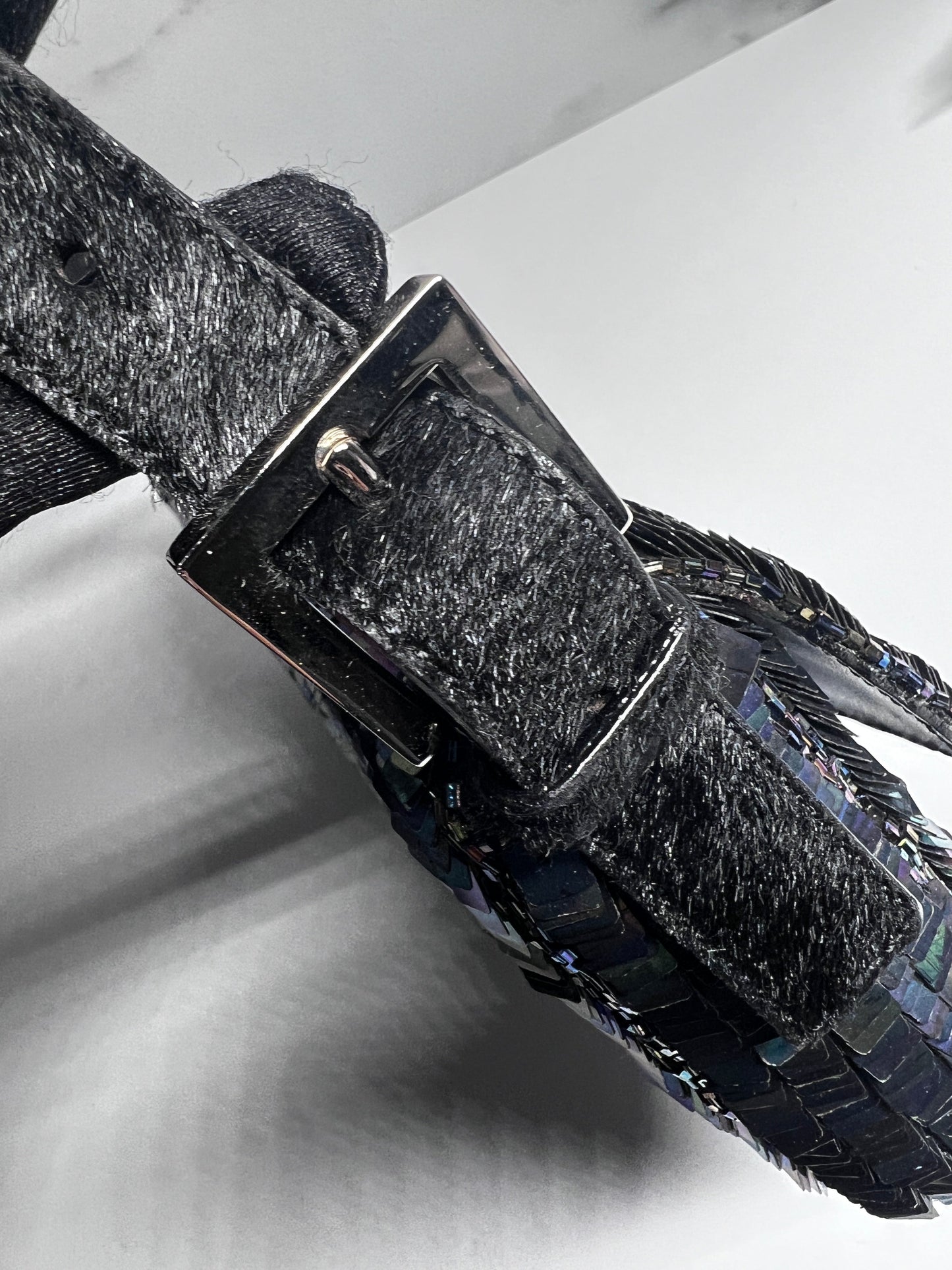 Vintage Fendi Black iridescent sequin baguette