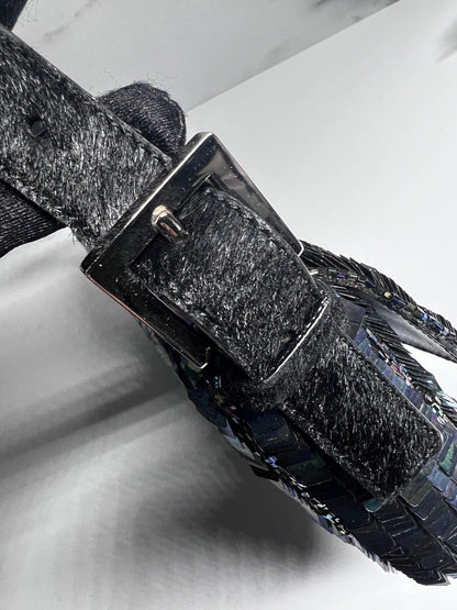 Vintage Fendi Black iridescent sequin baguette