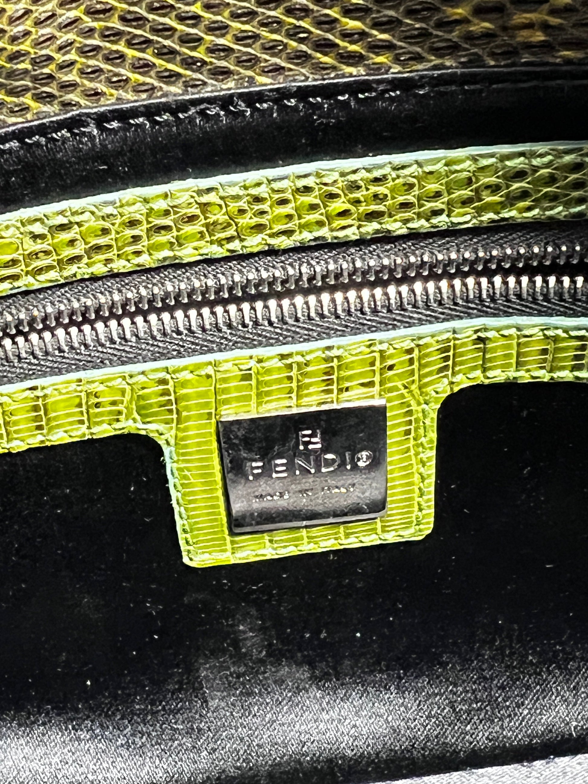 Vintage Fendi Green Lizard Skin Baguette