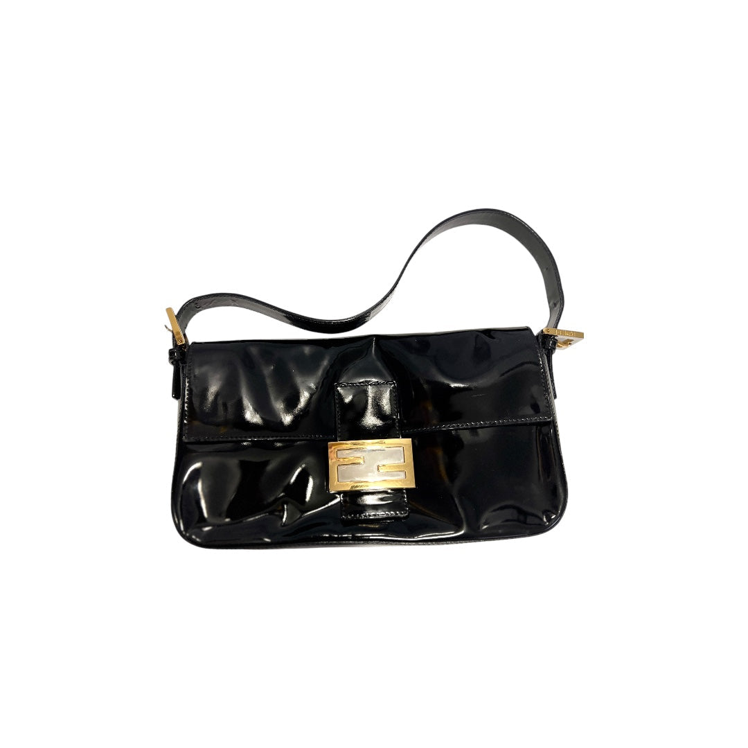 Fendi Fendi black patent baguette