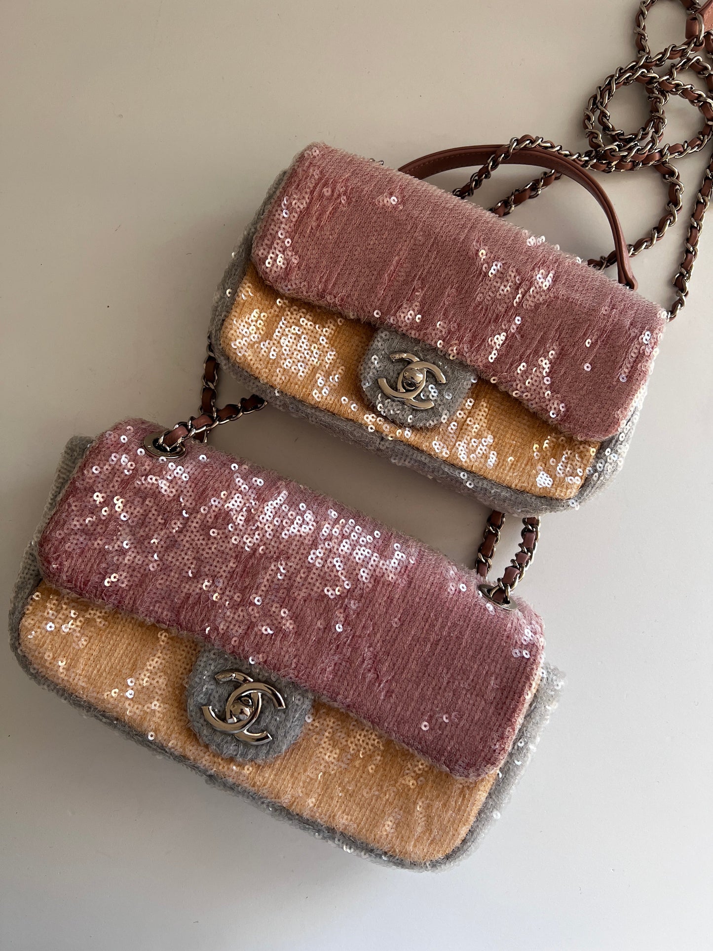 Chanel waterfall sequin small size flap bag