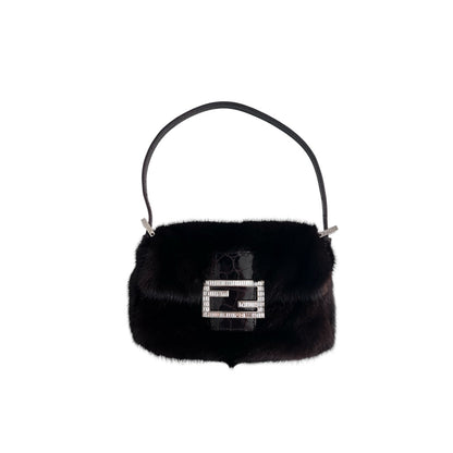 Vintage Fendi brown Mink fur mini baguette